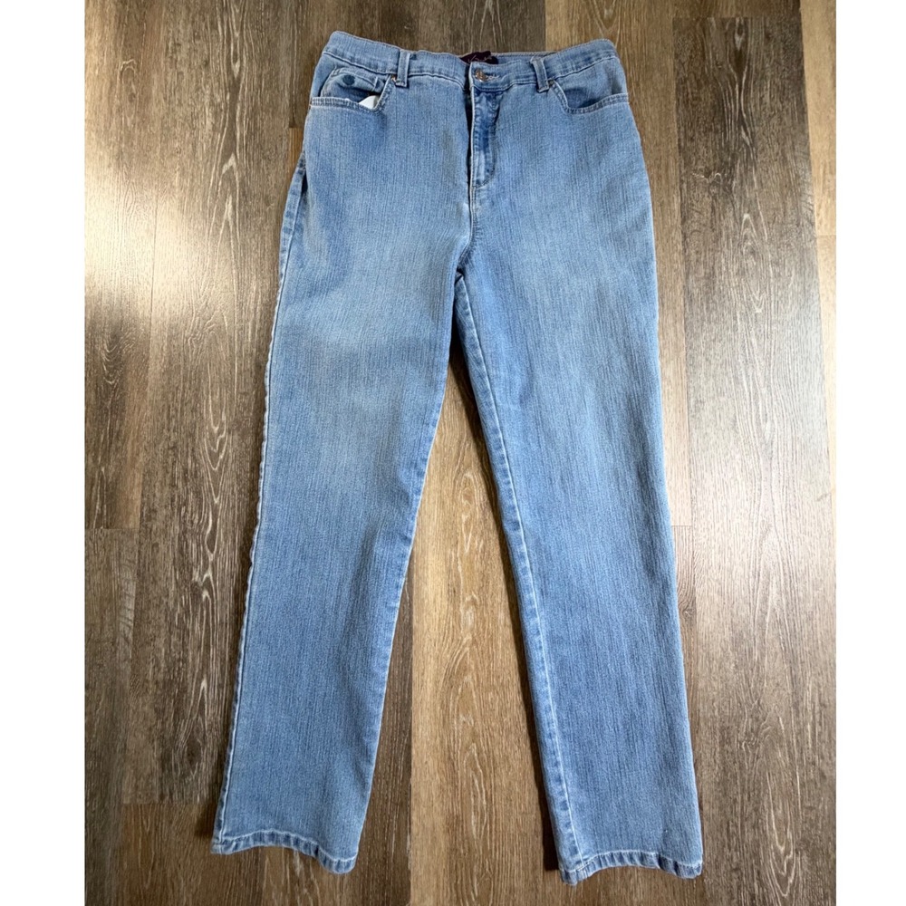 Gloria Vanderbilt Amanda Jeans Women 12 Light Blue High Rise Straight Leg Denim